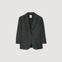 Ensembles|Blousons & Vestes*SANDRO Veste De Costume à Carreaux Gris Foncé