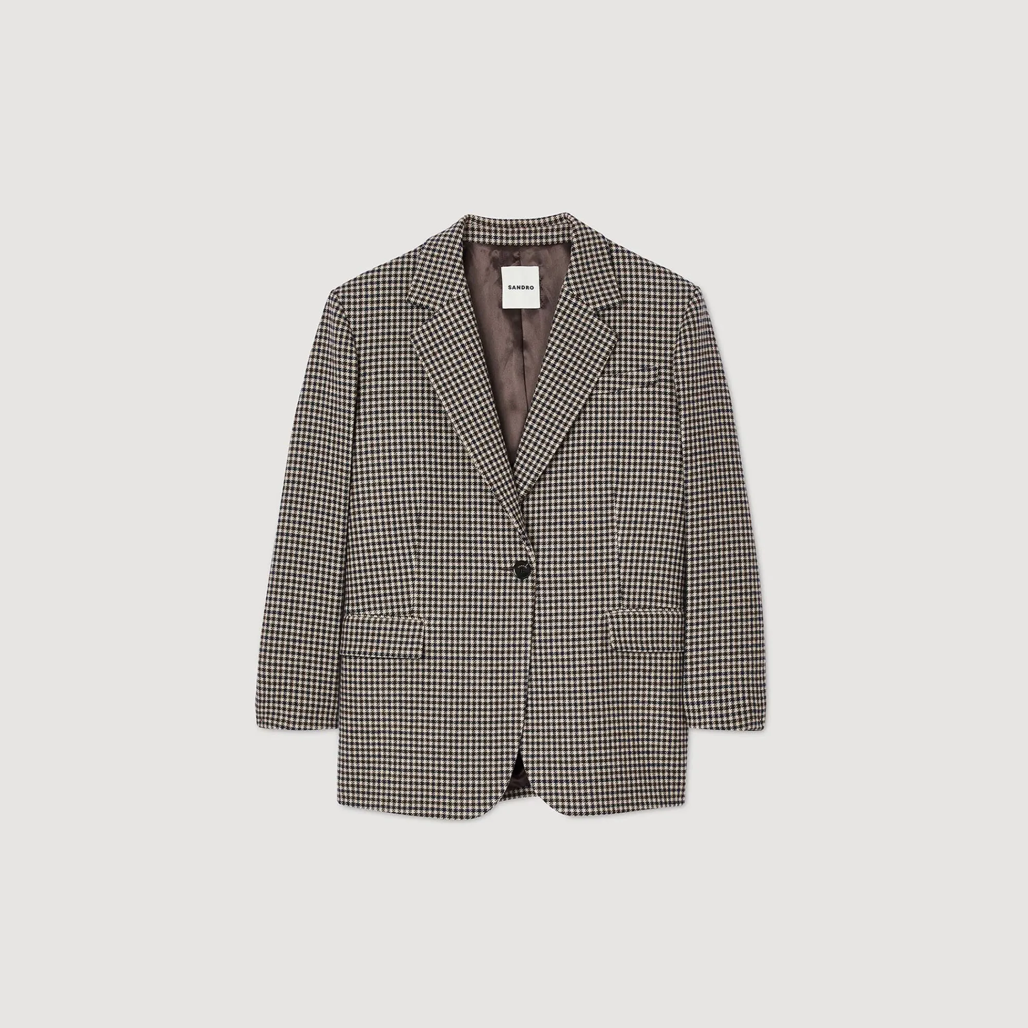 Blousons & Vestes*SANDRO Veste De Costume à Petits Carreaux Marine / Marron