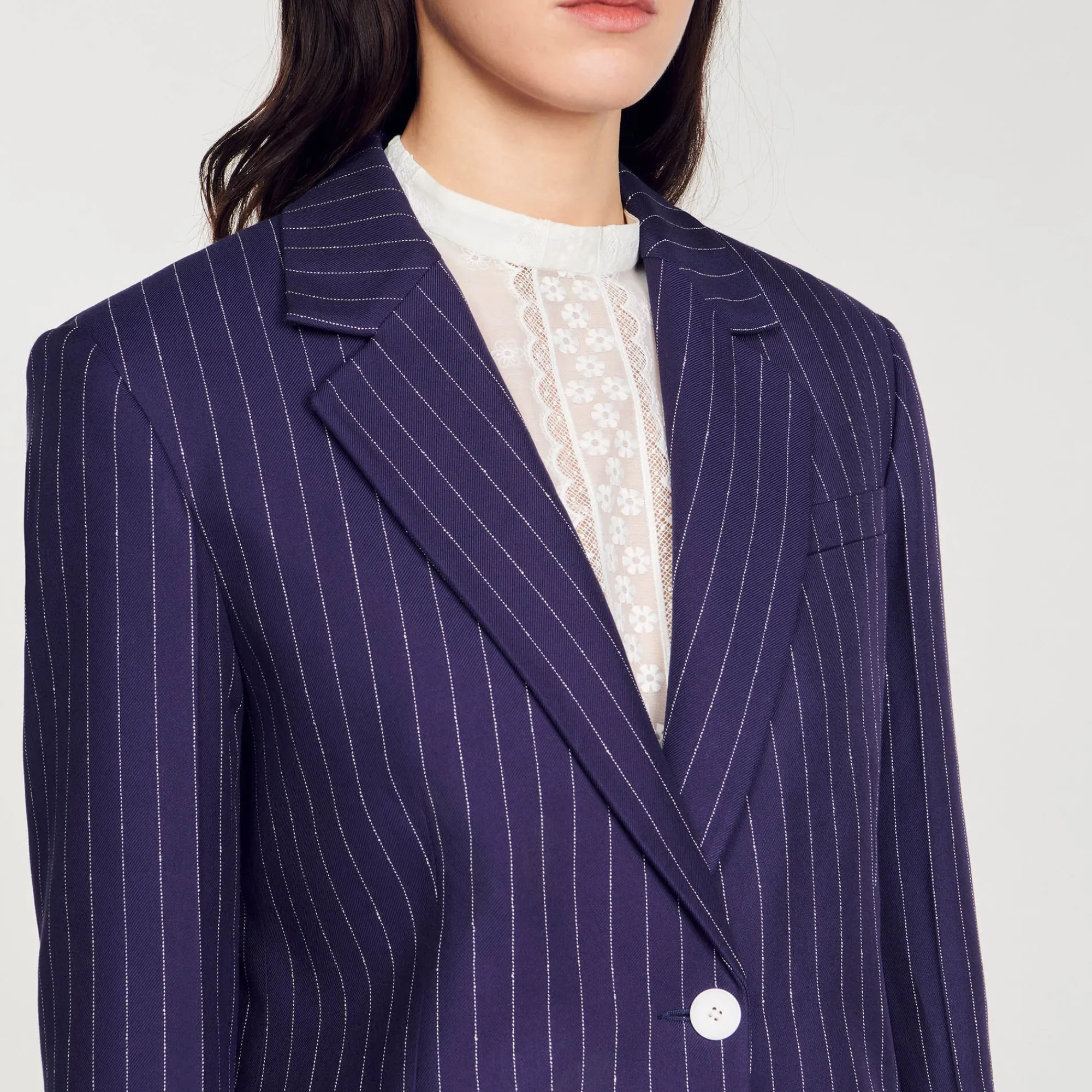 Ensembles|Blousons & Vestes*SANDRO Veste De Costume à Rayures Bleu marine