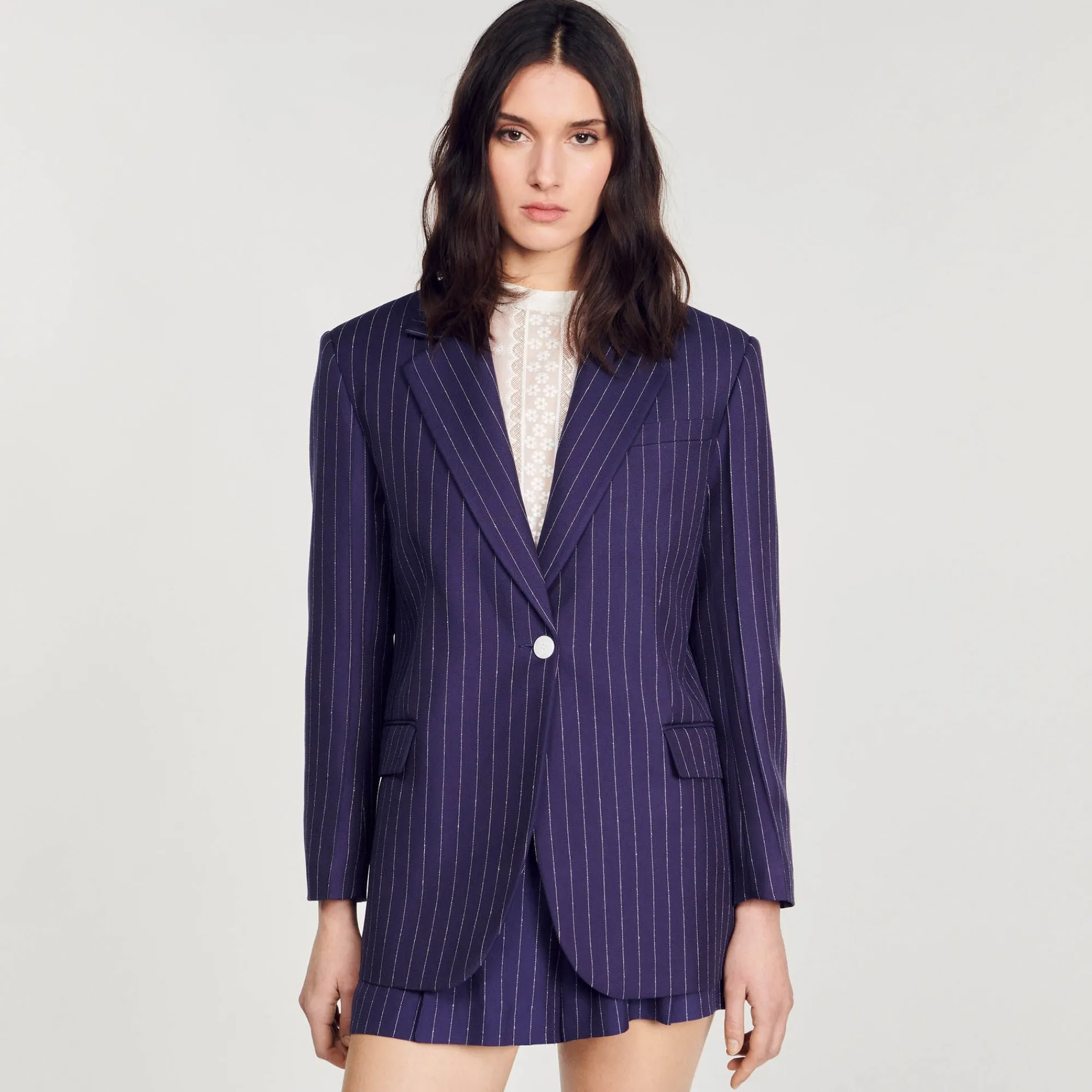 Ensembles|Blousons & Vestes*SANDRO Veste De Costume à Rayures Bleu marine