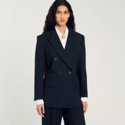 Costumes|Blousons & Vestes*SANDRO Veste De Costume à Rayures Noir