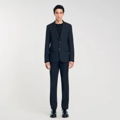 Costumes & Smokings|Vestes*SANDRO Veste De Costume à Rayures Noir