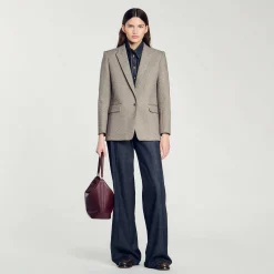 Blousons & Vestes*SANDRO Veste De Costume Chevrons Beige