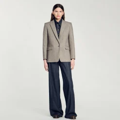 Blousons & Vestes*SANDRO Veste De Costume Chevrons Beige