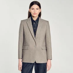 Blousons & Vestes*SANDRO Veste De Costume Chevrons Beige