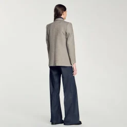 Blousons & Vestes*SANDRO Veste De Costume Chevrons Beige