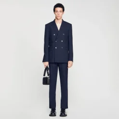 Costumes & Smokings|Vestes*SANDRO Veste De Costume Croisée Marine