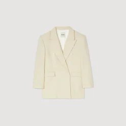 Blousons & Vestes*SANDRO Veste De Costume Double Boutonnage Ecru