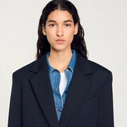 Blousons & Vestes*SANDRO Veste De Costume En Laine Marine