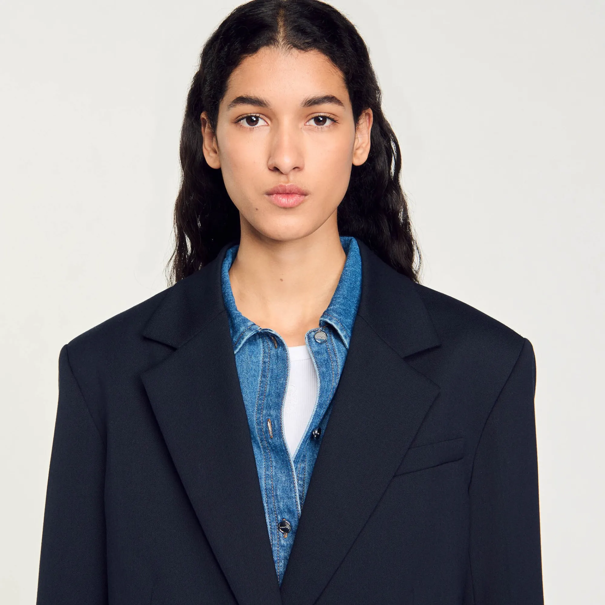Blousons & Vestes*SANDRO Veste De Costume En Laine Marine