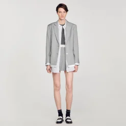 Blousons & Vestes|Costumes*SANDRO Veste De Costume Finitions Satinées Gris Clair