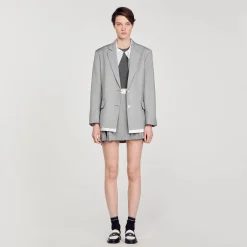 Blousons & Vestes|Costumes*SANDRO Veste De Costume Finitions Satinées Gris Clair