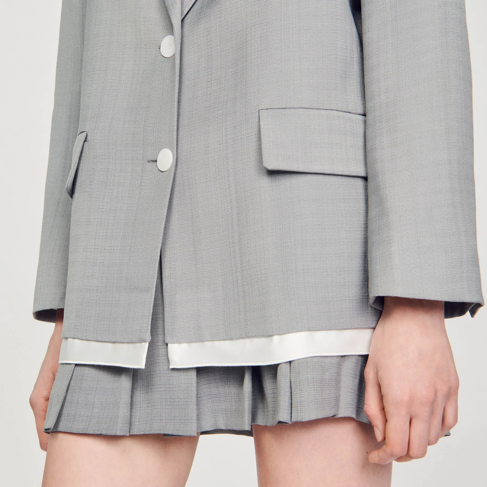 Blousons & Vestes|Costumes*SANDRO Veste De Costume Finitions Satinées Gris Clair
