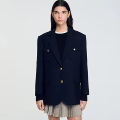 Blousons & Vestes*SANDRO Veste De Costume Oversize Marine