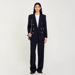 Costumes|Blousons & Vestes*SANDRO Veste De Tailleur à Boutonnage Croisé Noir