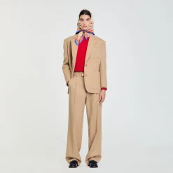 Costumes|Blousons & Vestes*SANDRO Veste De Tailleur Cintrée Sable