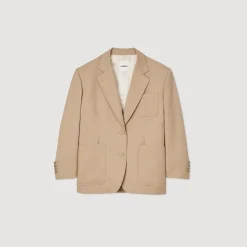 Costumes|Blousons & Vestes*SANDRO Veste De Tailleur Cintrée Sable
