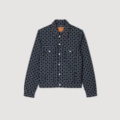 Manteaux & Blousons*SANDRO Veste En Denim Square Cross Marine