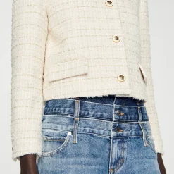 Blousons & Vestes*SANDRO Veste En Tweed Ecru / Or