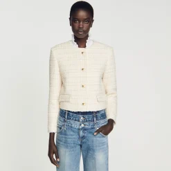 Blousons & Vestes*SANDRO Veste En Tweed Ecru / Or