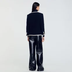 Blousons & Vestes*SANDRO Veste Longue En Tweed Marine