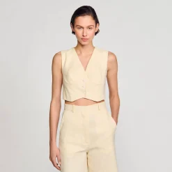 Costumes|Tops & Chemises*SANDRO Veston En Lin Mélangé Ecru